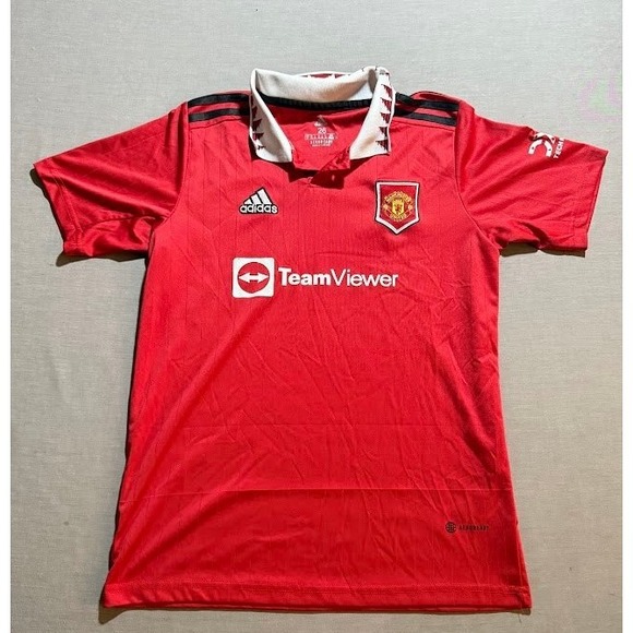 adidas Other - Adidas Manchester‎ United Soccer Collared Jersey Boys 26 Red Short Sleeve